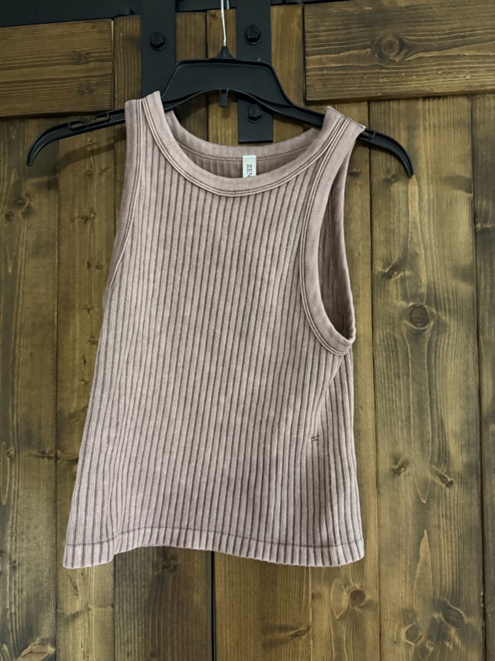 Zenana Outfitters Ribbed Scoop Neck Tank in Taupe - Picture 2 of 4